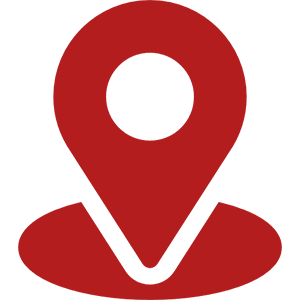 Red map location pin on black background.