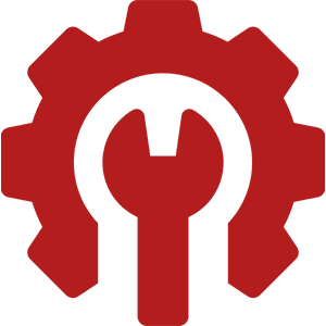 Red gear and wrench logo design.